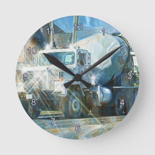 Zware Transport Cement Truck Wall Clock Ronde Klok (Voorkant)