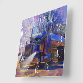 Zware transportblauwe tanker Muurklok van Trucker Vierkante Klok (Hoek)
