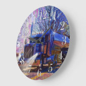 Zware transportblauwe tanker Truck Wall Clock Grote Klok (Hoek)