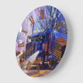 Zware transportblauwe tanker Truck Wall Clock Grote Klok (Hoek)