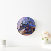 Zware transportblauwe tanker Truck Wall Clock Ronde Klok (Huis)