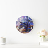 Zware transportblauwe tanker Truck Wall Clock Ronde Klok (Huis)