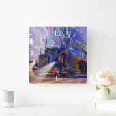 Zware transportblauwe tanker Truck Wall Clock Vierkante Klok (Huis)