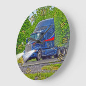 Zware transportwandklok met blauw vrachtwagen grote klok (Hoek)