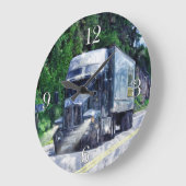 Zware transportwandklok met blauw vrachtwagen grote klok (Hoek)