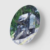 Zware transportwandklok met blauw vrachtwagen ronde klok (Hoek)