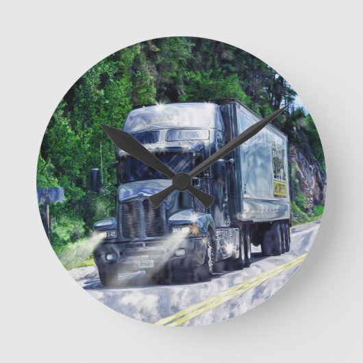 Zware transportwandklok met blauw vrachtwagen ronde klok (Voorkant)