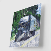 Zware transportwandklok met blauw vrachtwagen vierkante klok (Hoek)