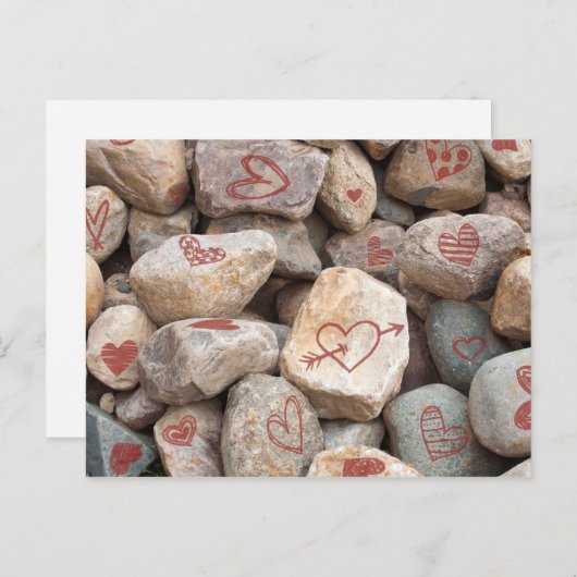 Zware Valentijn — Harten, handgemaakte kunst afdru Briefkaart (Voorkant / Achterkant)