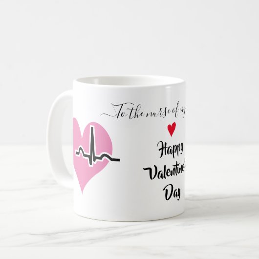 Zware Valentijnsdag roze hartslag puls Koffiemok (Voorkant links)