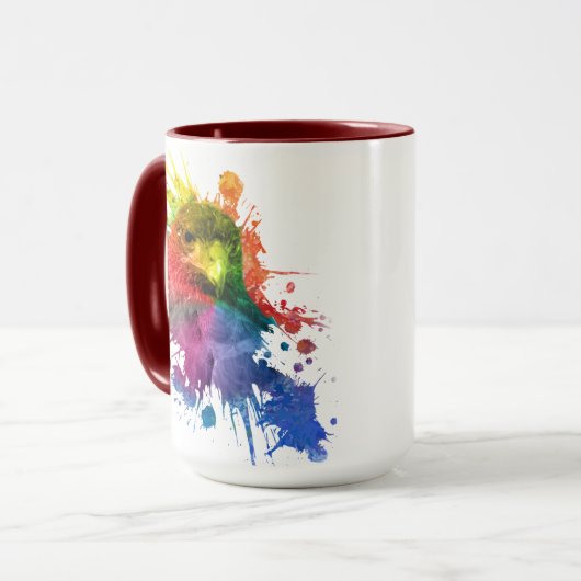 Zware valkenkunst mok (Voorkant links)