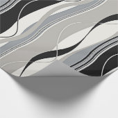 Zware verticale strepen zwart grijs en wit cadeaupapier (Hoek)