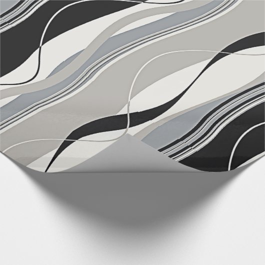 Zware verticale strepen zwart grijs en wit cadeaupapier (Hoek)