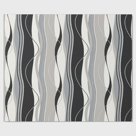 Zware verticale strepen zwart grijs en wit cadeaupapier (Vlak)