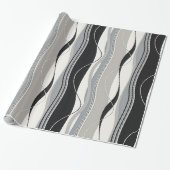 Zware verticale strepen zwart grijs en wit cadeaupapier (Uitgerold)