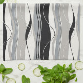 Zware verticale strepen zwart grijs en wit theedoek (Gevouwen)