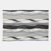 Zware verticale strepen zwart grijs en wit theedoek (Horizontaal)