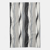 Zware verticale strepen zwart grijs en wit theedoek (Verticaal)