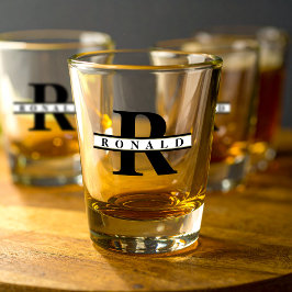 Zware Vetgedrukte Monogram Zwart/Goud ID613 Shot Glas