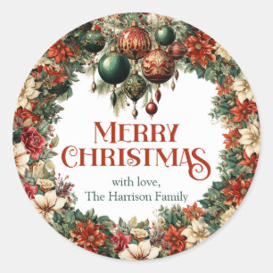 Zware Victoriaans weelderige krans sierballen Ronde Sticker