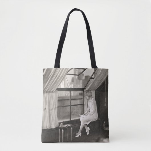 Zware vrouw die uit de raam1940 staart, vrouw, vin tote bag (Voorkant)
