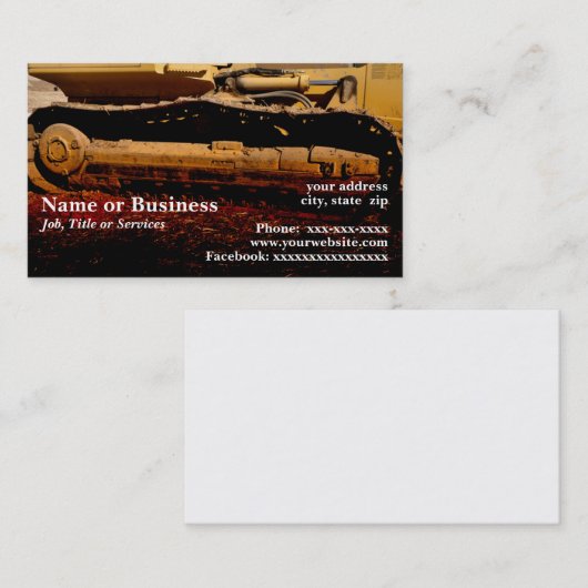 zware werktuigen visitekaartje (Voorkant / Achterkant)