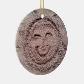 Zware zon, zand Emoticon, Summer Emoji Keramisch Ornament (Rechts)