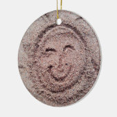 Zware zon, zand Emoticon, Summer Emoji Keramisch Ornament (Links)