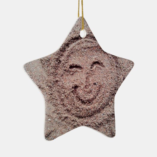 Zware zon, zand Emoticon, Summer Emoji Keramisch Ornament (Rechts)