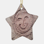 Zware zon, zand Emoticon, Summer Emoji Keramisch Ornament (Links)