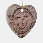 Zware zon, zand Emoticon, Summer Emoji Keramisch Ornament (Rechts)