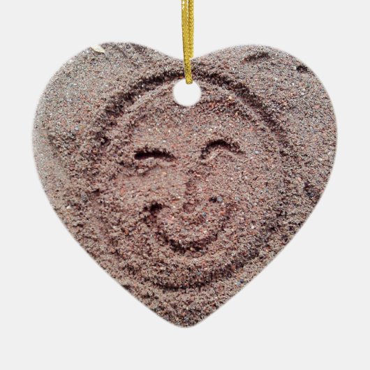 Zware zon, zand Emoticon, Summer Emoji Keramisch Ornament (Voorkant)