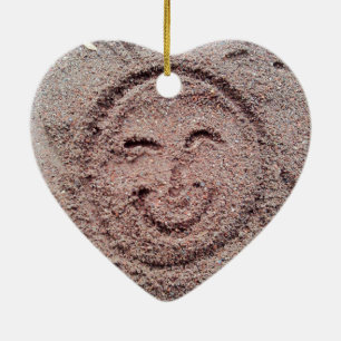 Zware zon, zand Emoticon, Summer Emoji Keramisch Ornament