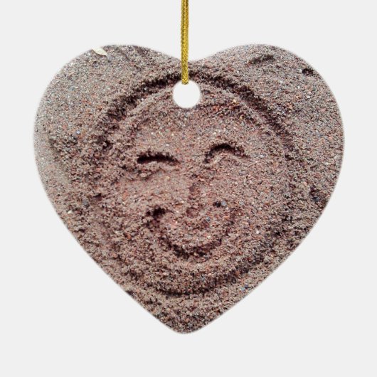 Zware zon, zand Emoticon, Summer Emoji Keramisch Ornament (Achterkant)