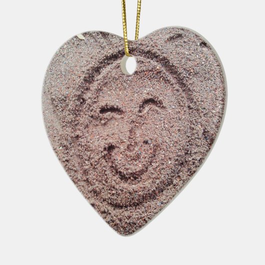 Zware zon, zand Emoticon, Summer Emoji Keramisch Ornament (Links)