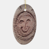 Zware zon, zand Emoticon, Summer Emoji Keramisch Ornament (Rechts)