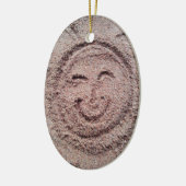 Zware zon, zand Emoticon, Summer Emoji Keramisch Ornament (Links)