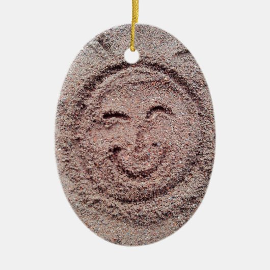 Zware zon, zand Emoticon, Summer Emoji Keramisch Ornament (Voorkant)