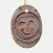 Zware zon, zand Emoticon, Summer Emoji Keramisch Ornament (Achterkant)