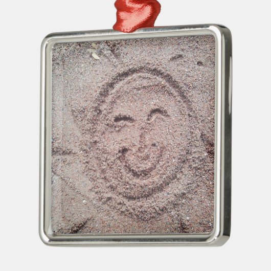 Zware zon, zand Emoticon, Summer Emoji Metalen Ornament (Links)