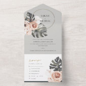 ZWARE ZWART, WREATS MONSTRERA LEAF WEDING ALL IN ONE UITNODIGING (Binnen)