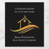 ZwarGoud Huis Vastgoed Chic Maatwerk Makelaar Wijn Etiket (Enkel label)