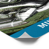 Zwart 1957 Chevy Car, naam/bericht, uw foto/kunst Poster (Hoek)