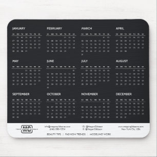 Zwart 2024 Kalender Initialen Monogram Muismat