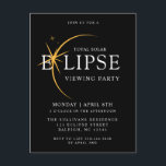Zwart 2024 Totale Zonsverduistering Bekijken Parti Briefkaart<br><div class="desc">Introductie van onze Black and Gold 2024 Total Solar Eclipse Viewing Party uitnodiging, een elegante en exclusieve manier om dit hemelse evenement te vieren. Deze uitnodiging, versierd met strakke zwarte en glinsterende gouden accenten, zet de toon voor een verfijnde bijeenkomst onder het kosmische spektakel van de totale zonsverduistering. Met het...</div>