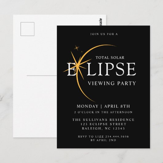 Zwart 2024 Totale Zonsverduistering Bekijken Parti Briefkaart (Voorkant / Achterkant)