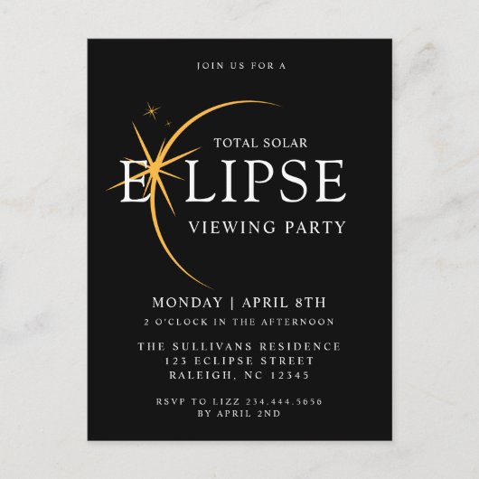 Zwart 2024 Totale Zonsverduistering Bekijken Parti Briefkaart (Voorkant)