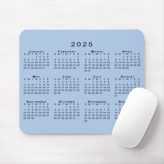 Zwart 2025 Kalender op  Achtergrond Muismat (Met muis)