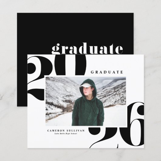 Zwart 2025 Vet Lettertype Foto Afstuderen (Voorkant / Achterkant)
