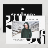 Zwart 2025 Vet Lettertype Foto Afstuderen Kaart (Voorkant / Achterkant)